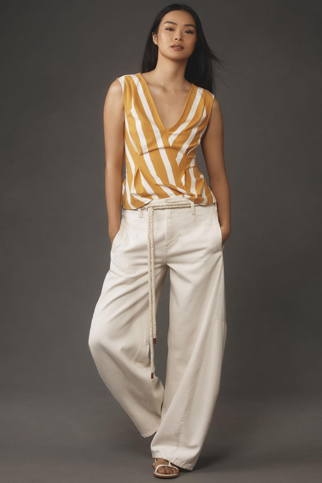 Anthropologie Maeve Sleeveless V-Neck Corset Blouse Tank Top