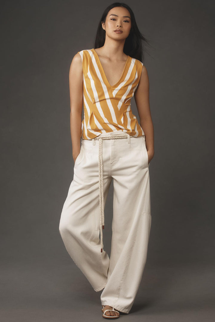 Anthropologie Maeve Sleeveless V-Neck Corset Blouse Tank Top