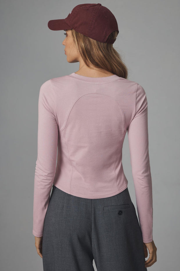 Daily Practice by Anthropologie Long-Sleeve Seamed Tee Blouse Top