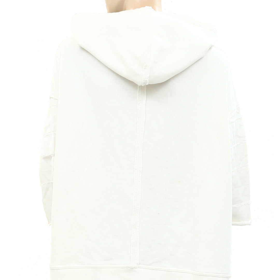 Free People Ribbed Solid Sweatshirt Hoodie Pullover Top