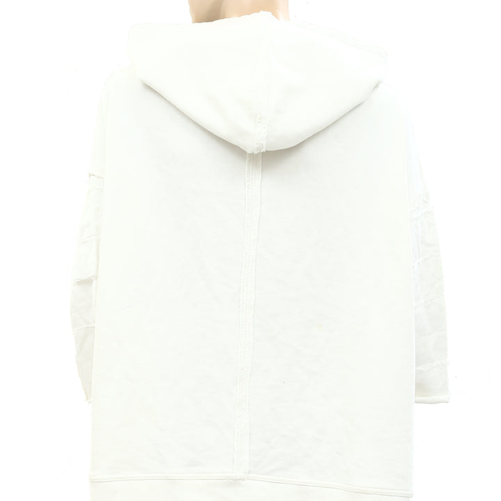 Free People Ribbed Solid Sweatshirt Hoodie Pullover Top