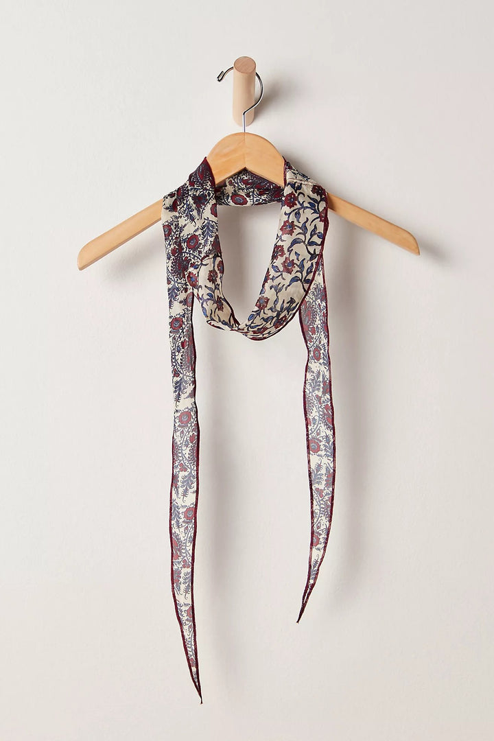 Free People Tilly Skinny Silk Convertible Scarf Neck Handbag Print