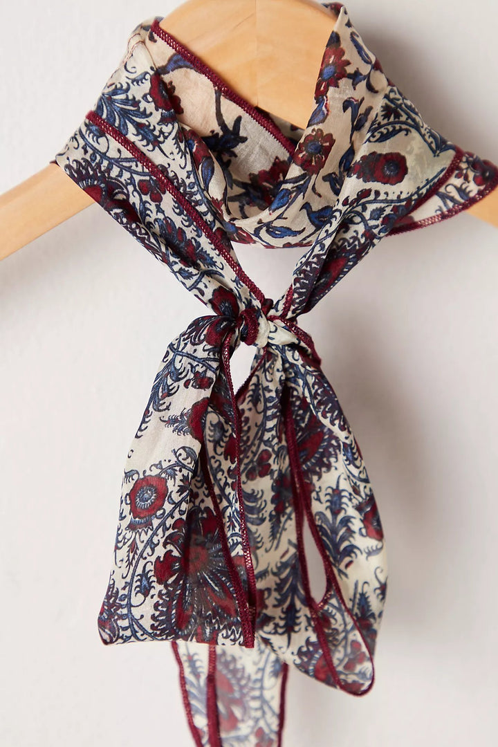 Free People Tilly Skinny Silk Convertible Scarf Neck Handbag Print
