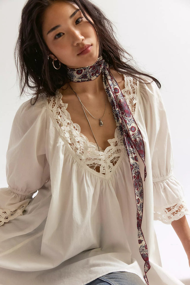 Free People Tilly Skinny Silk Convertible Scarf Neck Handbag Print