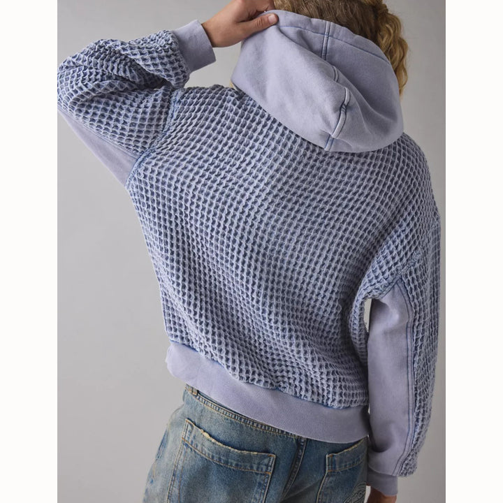 BDG Urban Outfitters Field Day Waffle Knit Zip-Up Hoodie Sweatshirt
