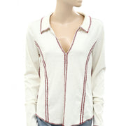 Pilcro Anthropologie Stitched Long-Sleeve Blouse Top