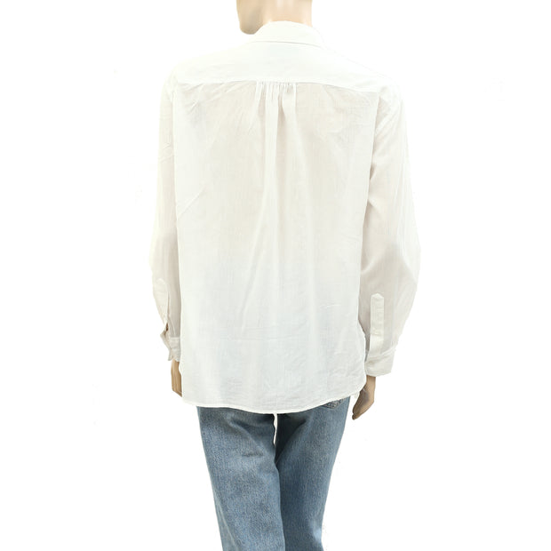 Nili Lotan Buttondown Solid Pintuck Shirt Tunic Top