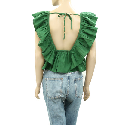 Anthropologie Love The Label Cutout Ruffle Blouse Top S