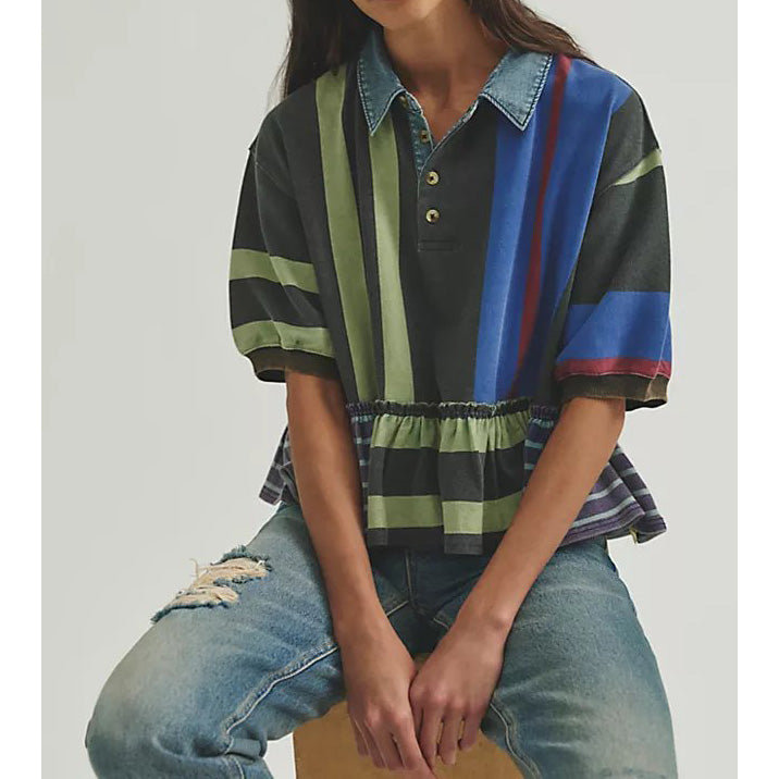 Free People Harbor Stripe Blouse Top