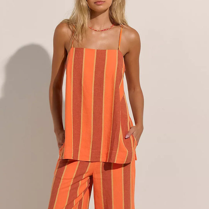 Free People Free-est Sightseer Linen Striped Tank Top