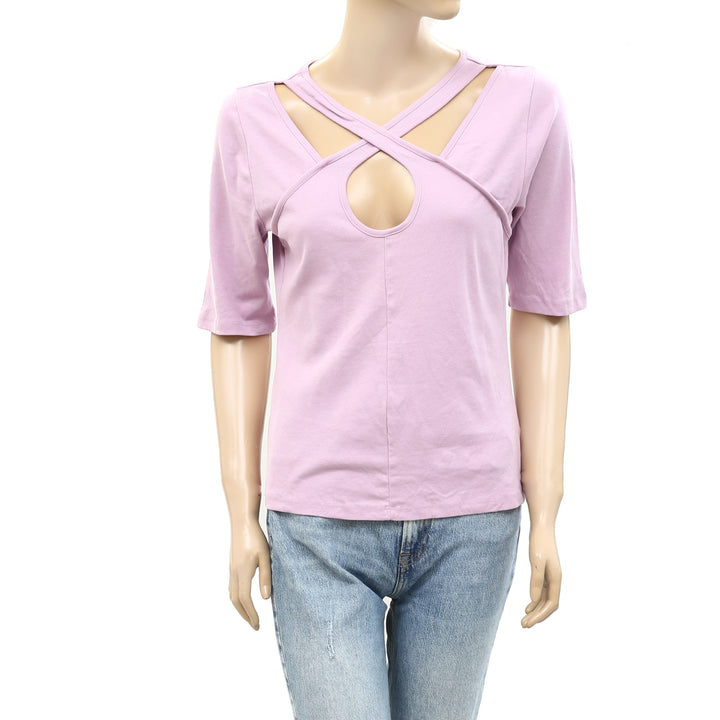 Maeve Anthropologie Cut-Out Tee Shirt Blouse Top