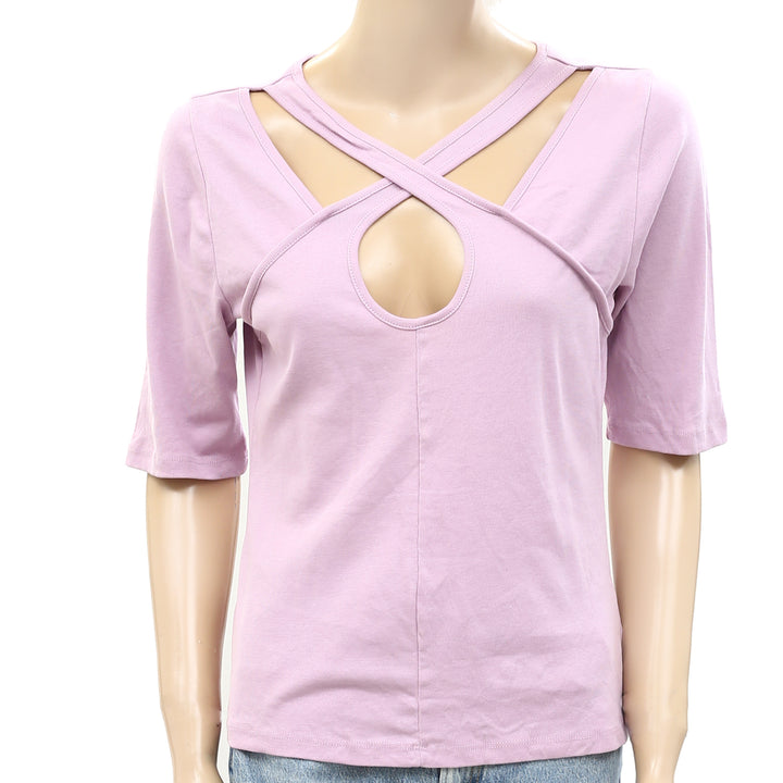 Maeve Anthropologie Cut-Out Tee Shirt Blouse Top