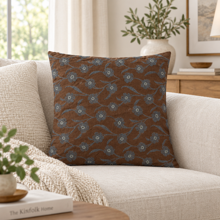 1 PCS Floral Embroidered Cushion Cover Square Throw Pillow Case Sofa home