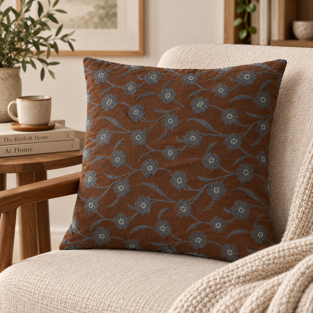 1 PCS Floral Embroidered Cushion Cover Square Throw Pillow Case Sofa home