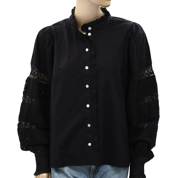 Love The Label Anthropologie Floral Embroidered Buttondown Blouse Top