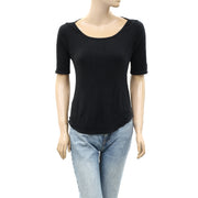 Pilcro Anthropologie Cutout Tee Solid Blouse Top