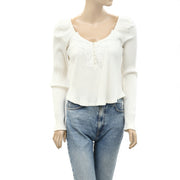 Anthropologie Pilcro Lace White Blouse Tee Top S