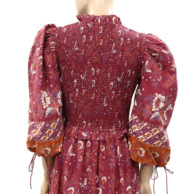 Love The Label Anthropologie Floral Printed Smocked Maxi Dress