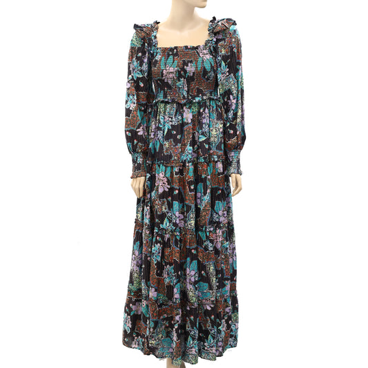 Love The Label Anthropologie Smocked Printed Maxi Long Dress