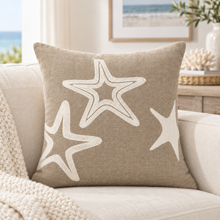 1 PCS Starfish Embroidered Cushion Cover Square Throw Pillow Case Sofa