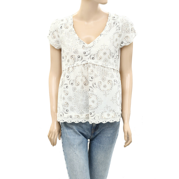 Odd Molly Anthropologie Floral Printed Ruffle Blouse Top