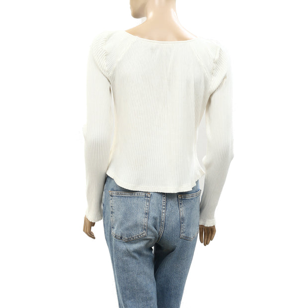 Anthropologie Pilcro Lace White Blouse Tee Top S