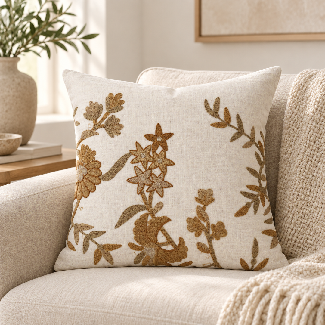 1 PCS Floral Embroidered Cushion Cover Square Throw Pillow Case Sofa Home