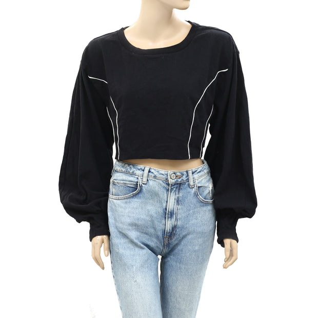 Urban Outfitters UO Solid Black Crew Neck Cropped Top