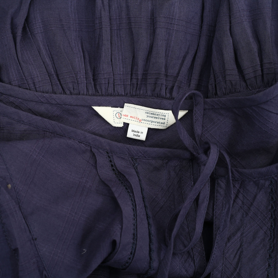 Odd Molly Anthropologie Lace Ruffle Navy Mini Dress