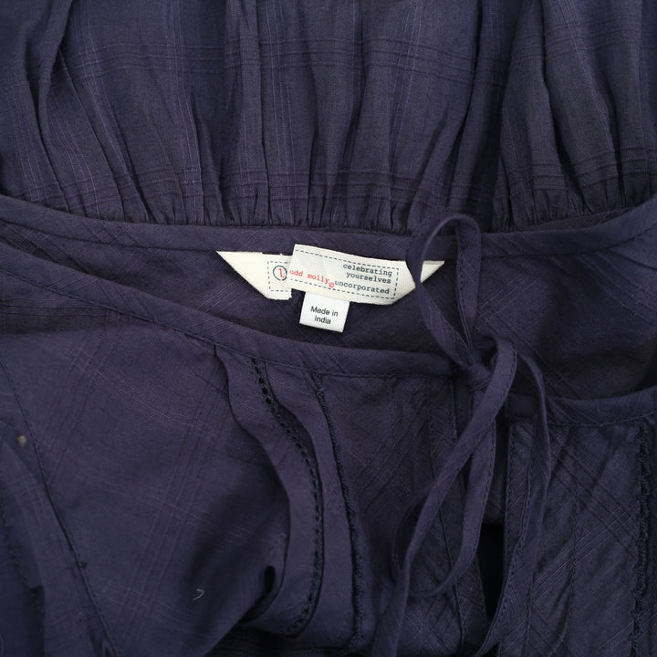 Odd Molly Anthropologie Lace Ruffle Navy Mini Dress