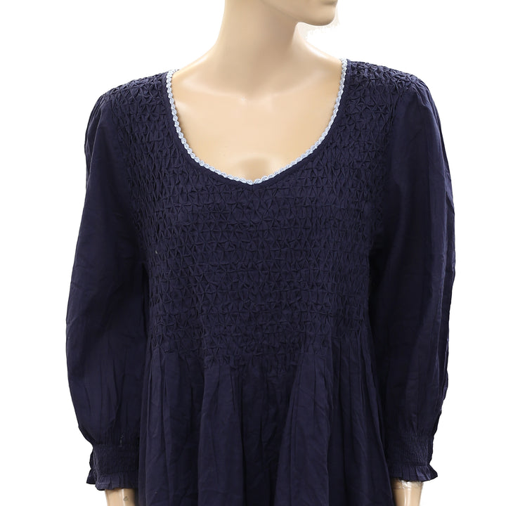Odd Molly Anthropologie Smocked Crochet Lace Tunic Top
