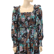 Love The Label Anthropologie Smocked Printed Maxi Long Dress
