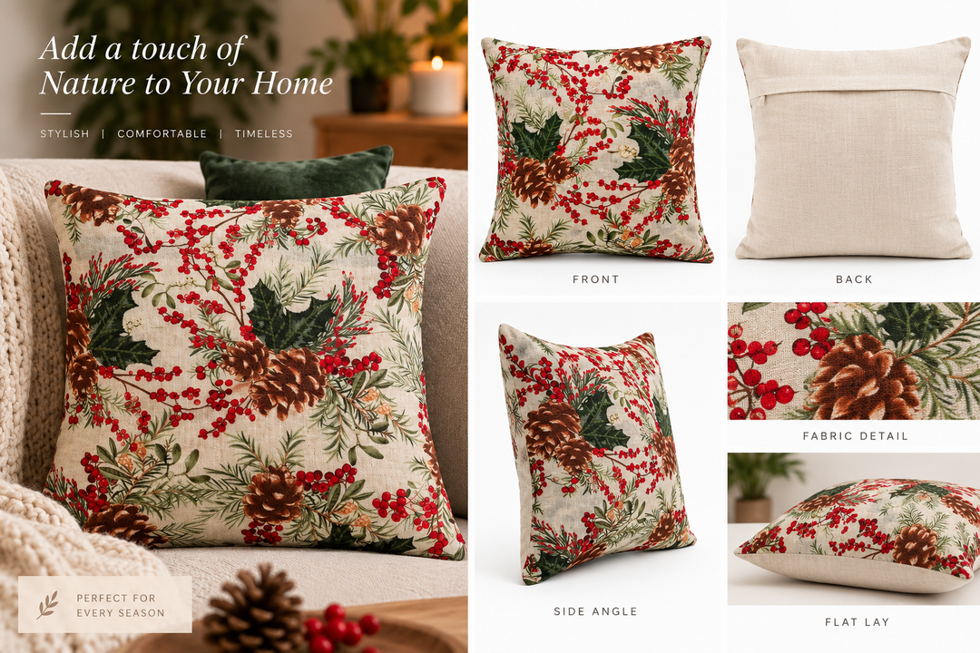 1 PCS Berry Embroidered Cushion Cover Square Throw Pillow Case Sofa Home