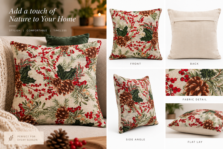 1 PCS Berry Embroidered Cushion Cover Square Throw Pillow Case Sofa Home