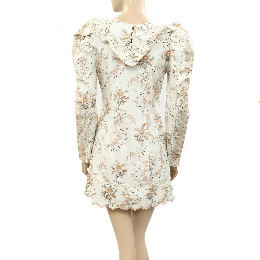 LoveShackFancy Cedella Floral Embroidered Ruffle Mini Dress