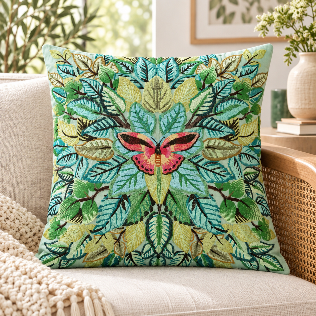 1 PCS Butterfly Embroidered Cushion Cover Square Throw Pillow Case Sofa