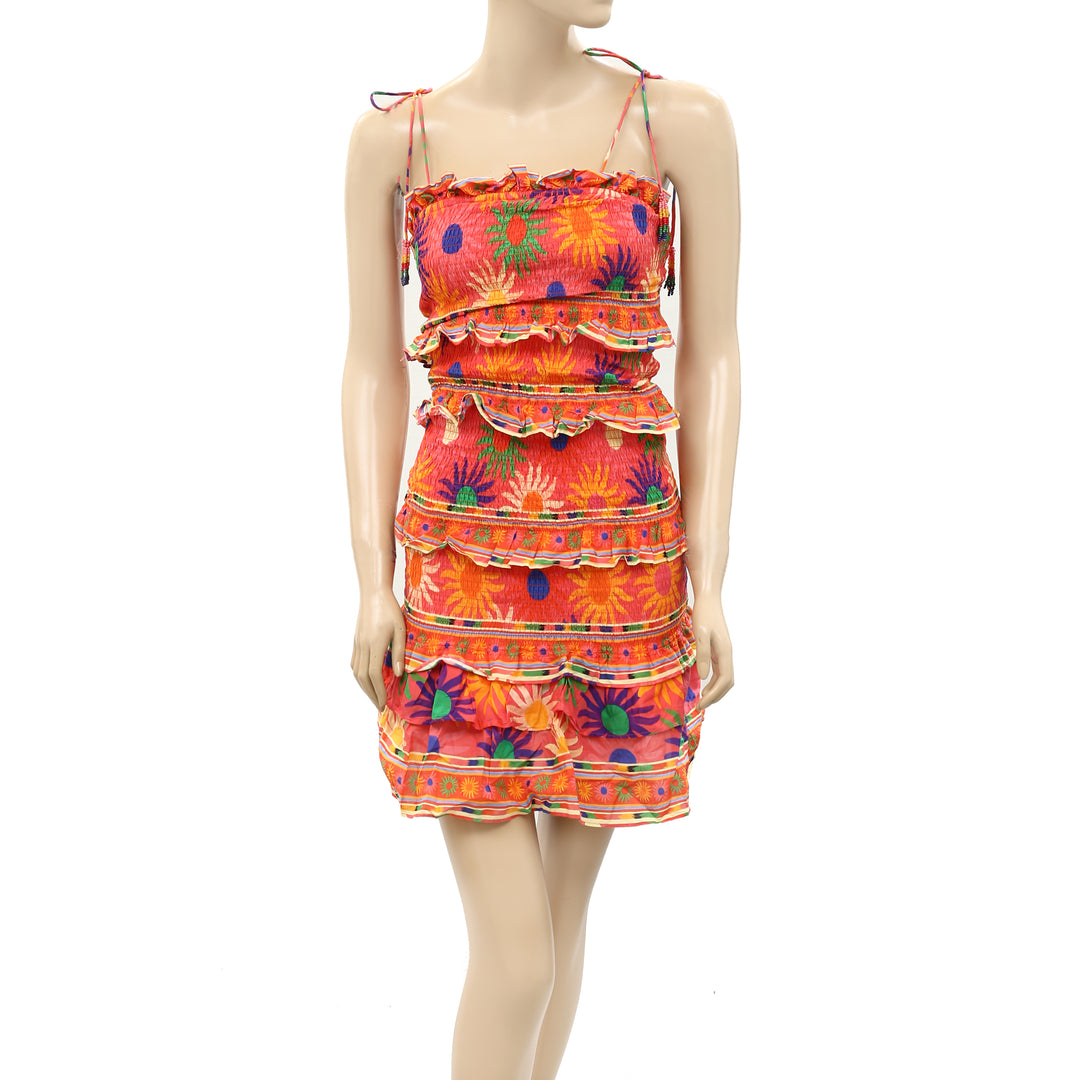 Farm Rio Anthropologie Coral Summer Sun Mini Dress