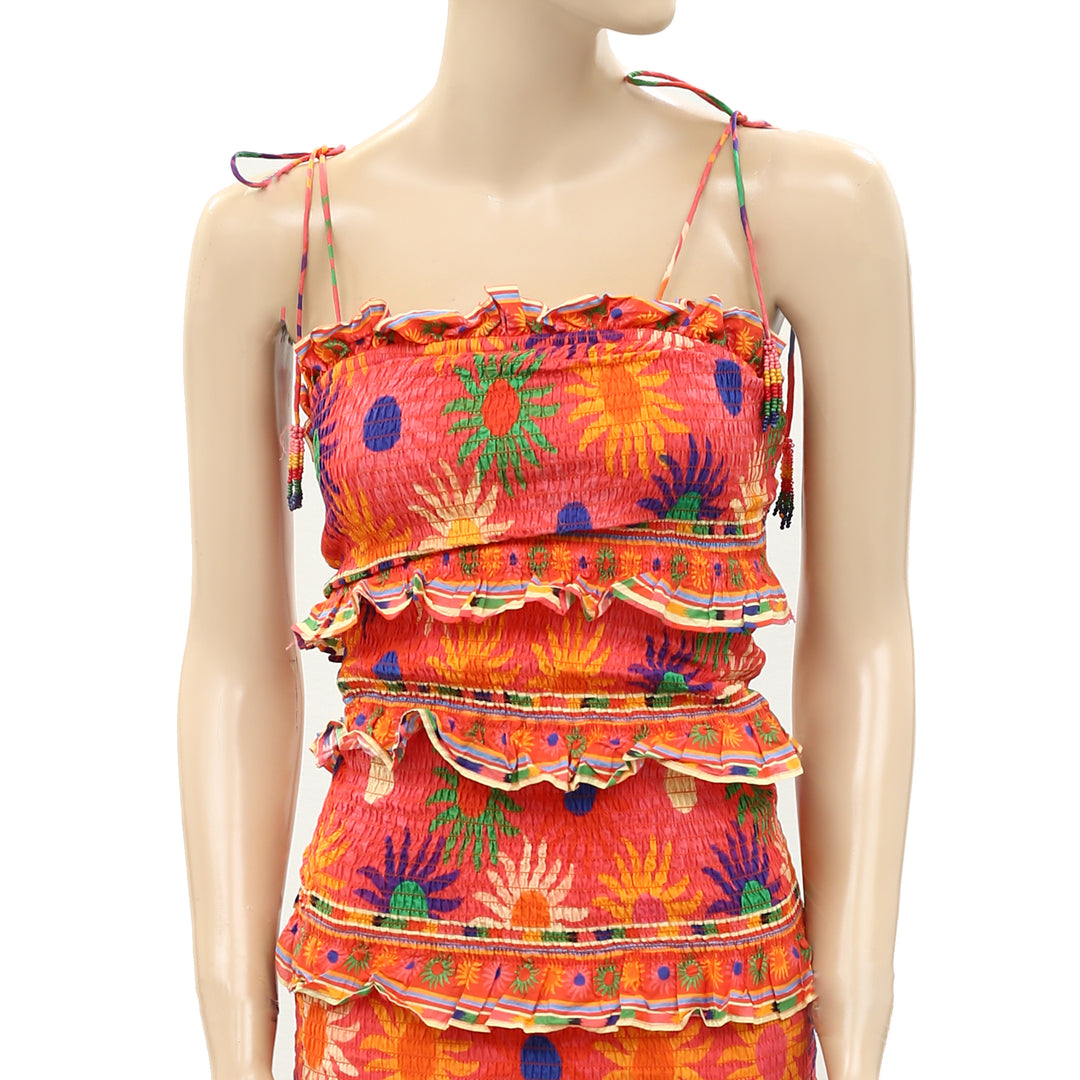 Farm Rio Anthropologie Coral Summer Sun Mini Dress