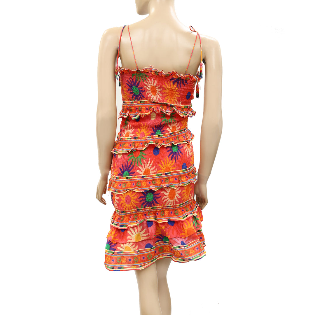 Farm Rio Anthropologie Coral Summer Sun Mini Dress