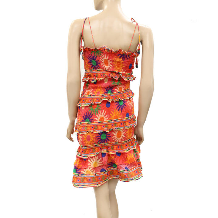 Farm Rio Anthropologie Coral Summer Sun Mini Dress