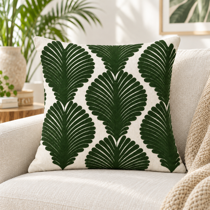 1 PCS Leaf Embroidered Cushion Cover Square Throw Pillow Case Sofa home
