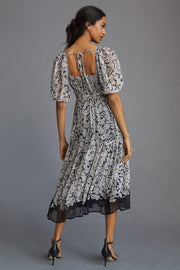 By Anthropologie Squareneck Smocked Midi Dress