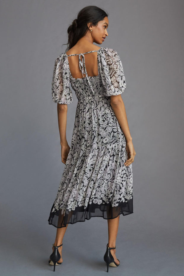 By Anthropologie Squareneck Smocked Midi Dress