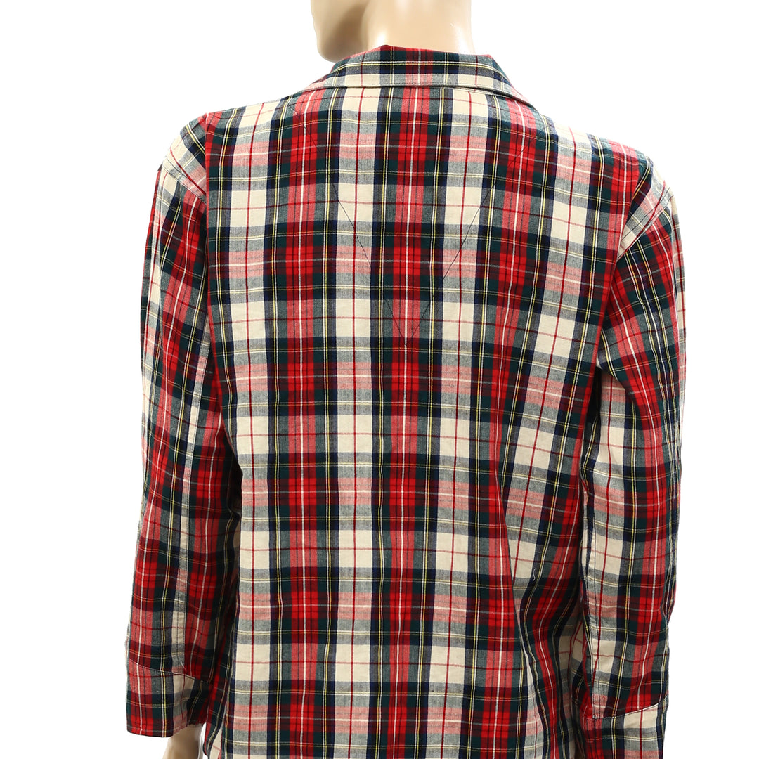 The Great Buttondown Cotton Check Collared Flannel Plaid Shirt Top