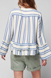 Faherty Vida Baja Stripe Cotton Blouse Shirt Top