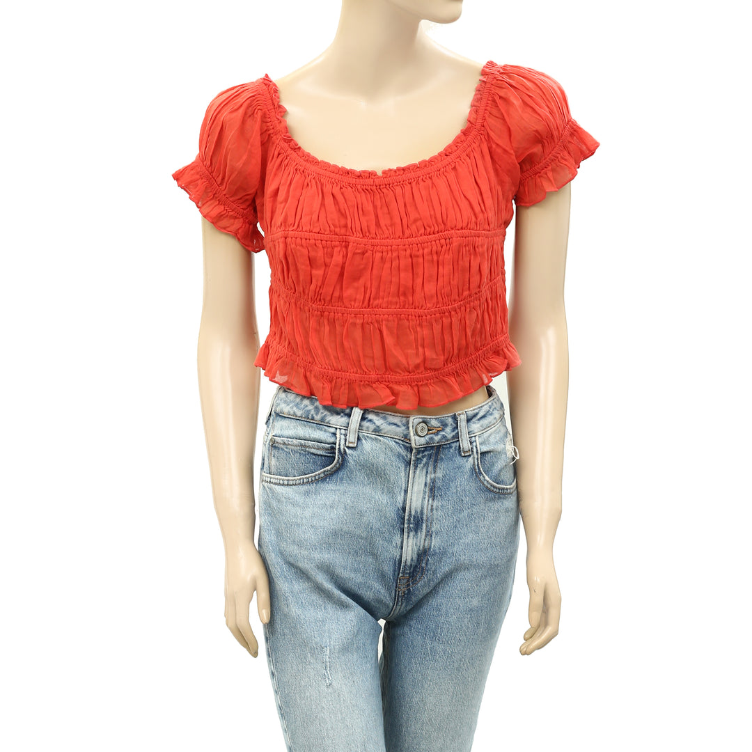 Free People FP One Cheri Cropped Blouse Top