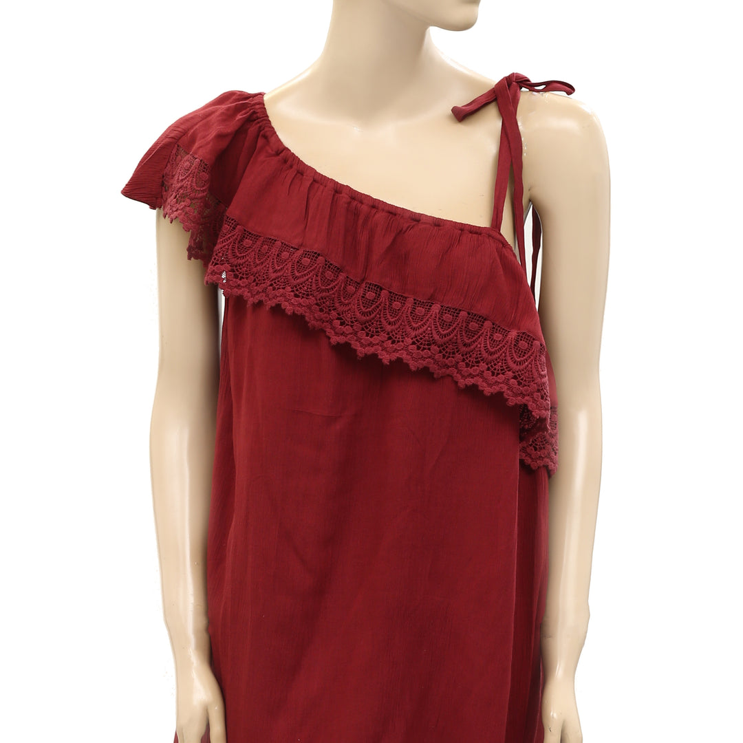 Free People One Shoulder Crochet Lace Ruffle Tunic Mini Dress – White Chocolate Couture Free People One Shoulder Crochet Lace Ruffle Tunic Mini Dress – White Chocolate Couture