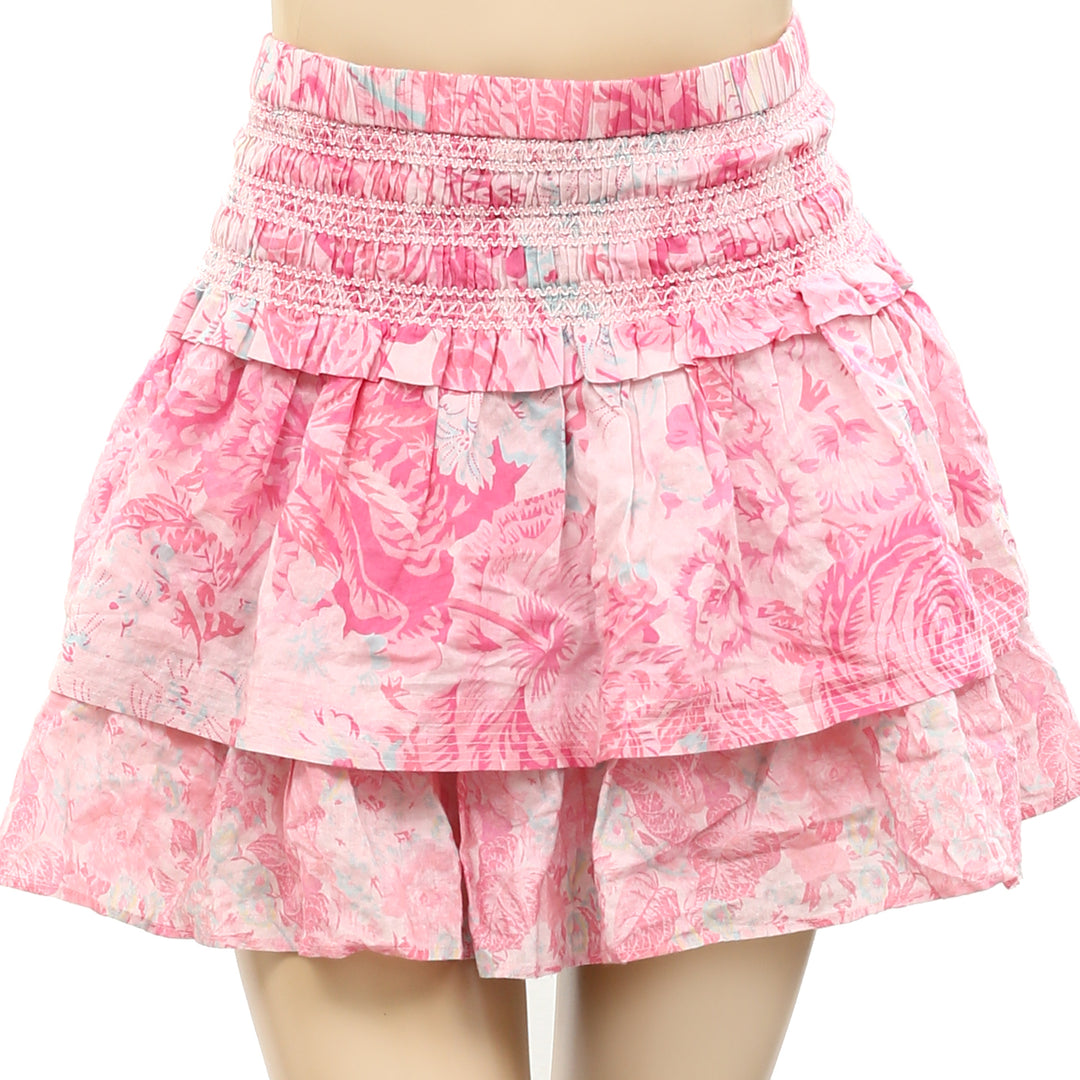 Loveshackfancy Printed Smocked Mini Skirt S