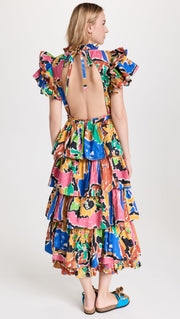 Anthropologie Love The Label V Neck Ruffle Maxi Dress