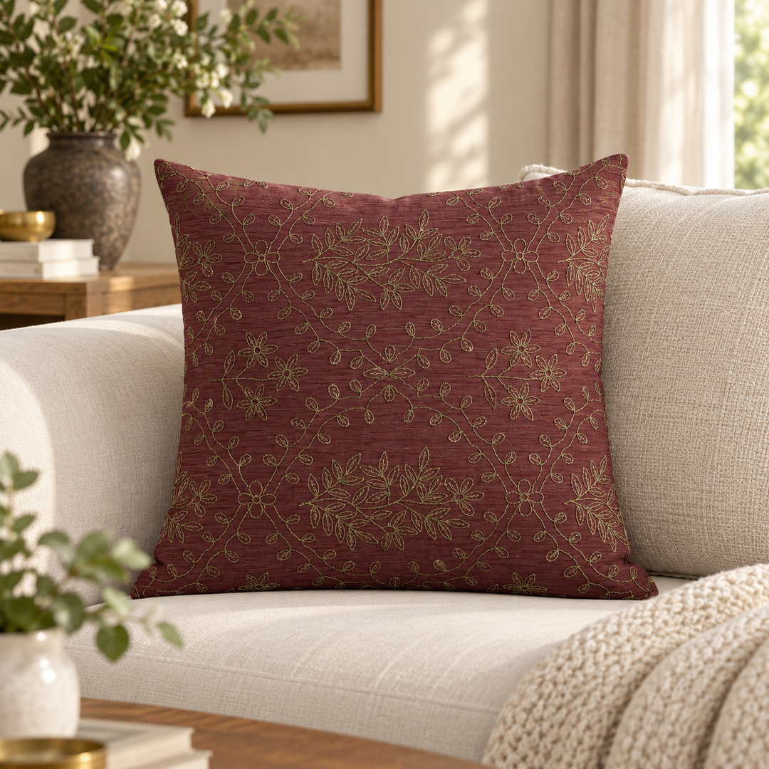 1 PCS Floral Embroidered Cushion Cover Square Throw Pillow Case Sofa Home